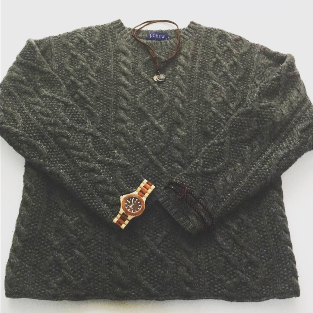 Crew 100% Wool Sweater Gray - Picture 2 of 6